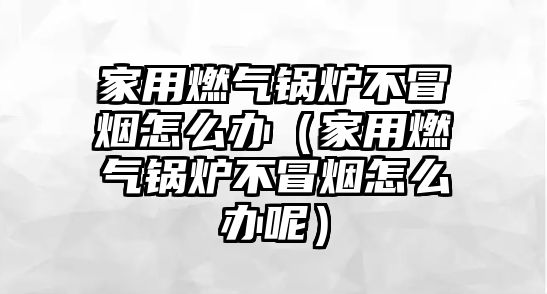 家用燃?xì)忮仩t不冒煙怎么辦（家用燃?xì)忮仩t不冒煙怎么辦呢）