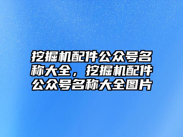 挖掘機(jī)配件公眾號(hào)名稱大全，挖掘機(jī)配件公眾號(hào)名稱大全圖片