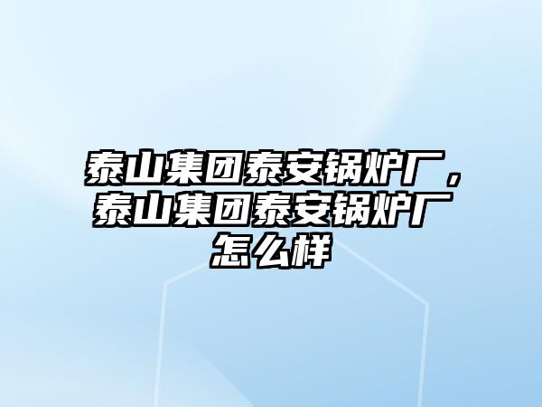 泰山集團泰安鍋爐廠，泰山集團泰安鍋爐廠怎么樣