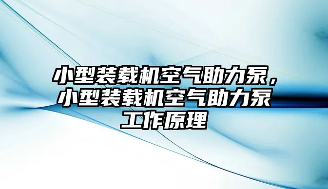 小型裝載機(jī)空氣助力泵，小型裝載機(jī)空氣助力泵工作原理