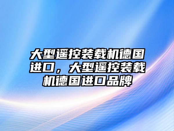 大型遙控裝載機德國進口，大型遙控裝載機德國進口品牌