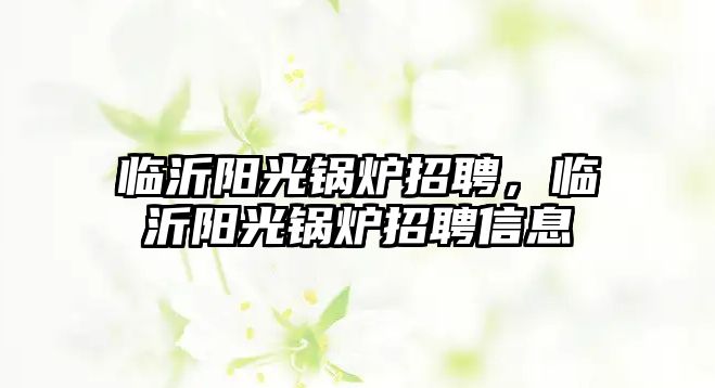 臨沂陽(yáng)光鍋爐招聘，臨沂陽(yáng)光鍋爐招聘信息