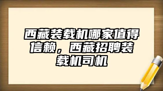 西藏裝載機哪家值得信賴，西藏招聘裝載機司機