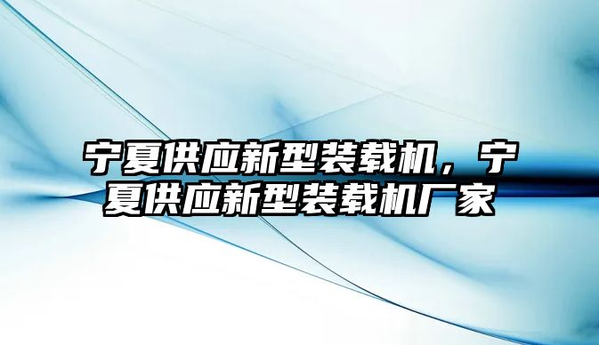 寧夏供應新型裝載機，寧夏供應新型裝載機廠家