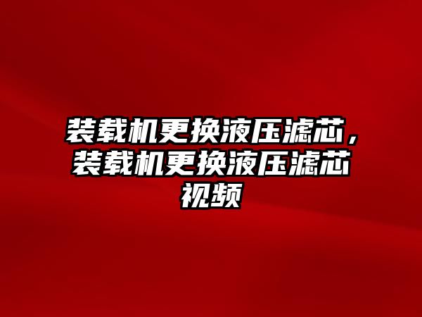 裝載機更換液壓濾芯，裝載機更換液壓濾芯視頻