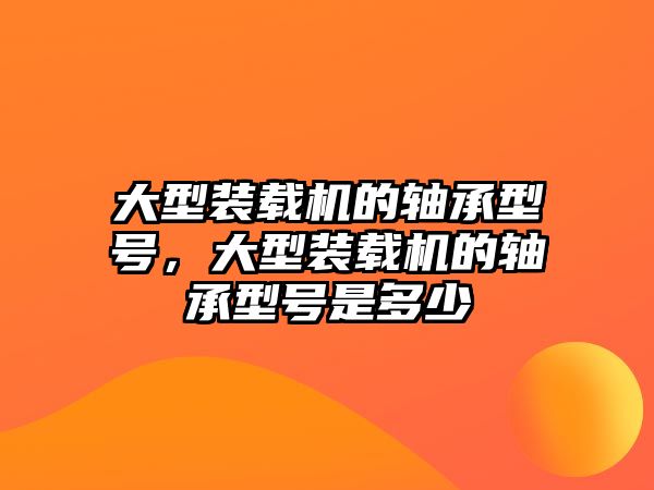 大型裝載機(jī)的軸承型號，大型裝載機(jī)的軸承型號是多少