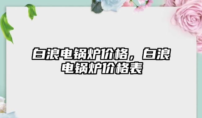 白浪電鍋爐價格，白浪電鍋爐價格表