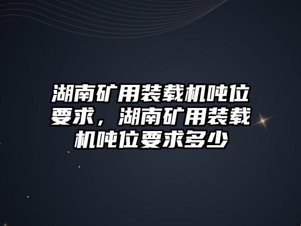 湖南礦用裝載機(jī)噸位要求，湖南礦用裝載機(jī)噸位要求多少