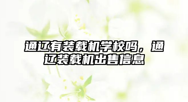 通遼有裝載機學(xué)校嗎，通遼裝載機出售信息