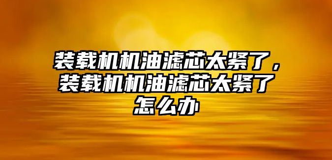 裝載機(jī)機(jī)油濾芯太緊了，裝載機(jī)機(jī)油濾芯太緊了怎么辦