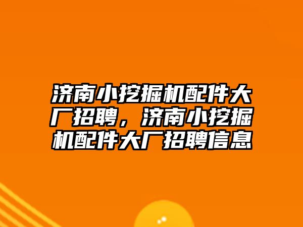 濟南小挖掘機配件大廠招聘，濟南小挖掘機配件大廠招聘信息