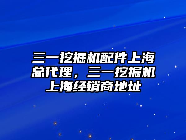 三一挖掘機(jī)配件上?？偞恚煌诰驒C(jī)上海經(jīng)銷商地址