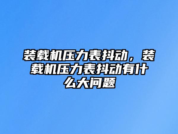 裝載機壓力表抖動，裝載機壓力表抖動有什么大問題