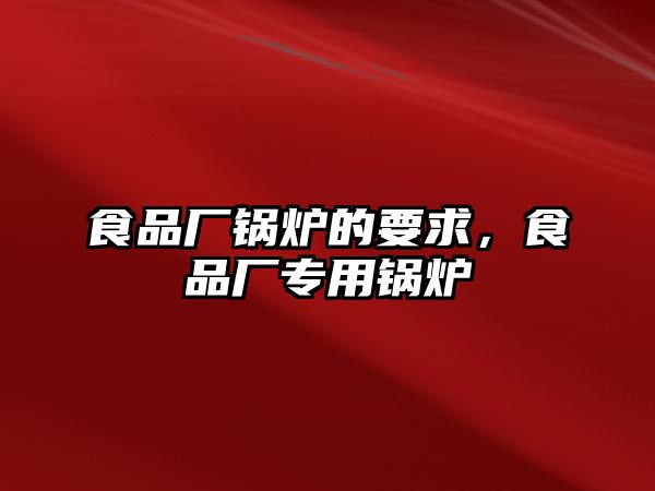 食品廠鍋爐的要求，食品廠專用鍋爐