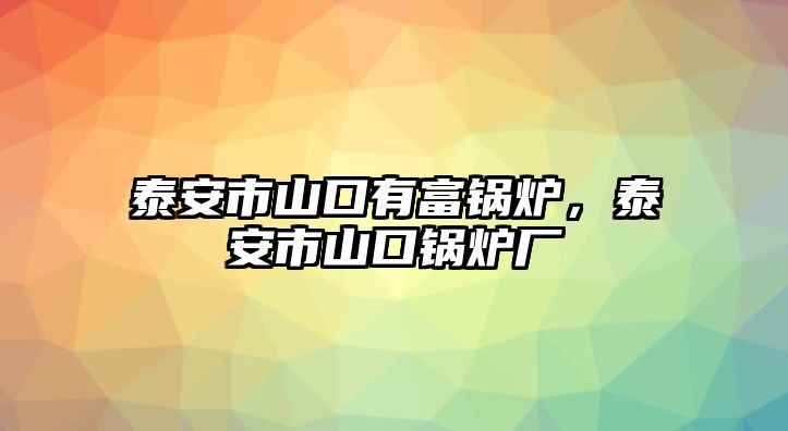 泰安市山口有富鍋爐，泰安市山口鍋爐廠