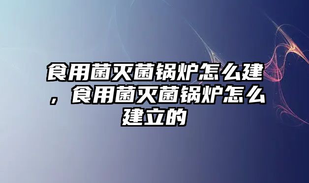 食用菌滅菌鍋爐怎么建，食用菌滅菌鍋爐怎么建立的