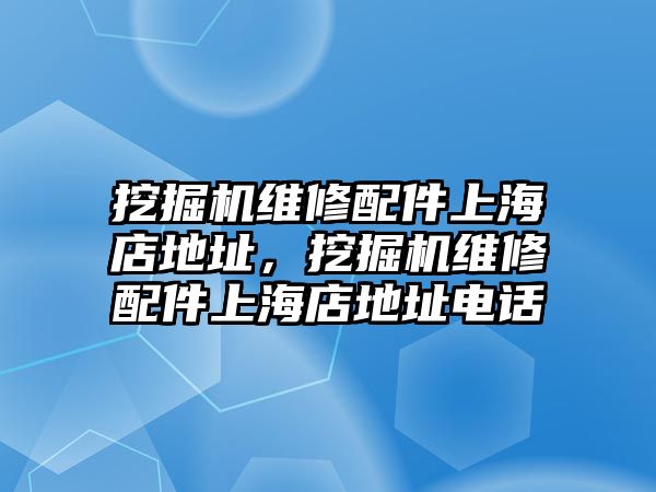 挖掘機(jī)維修配件上海店地址，挖掘機(jī)維修配件上海店地址電話