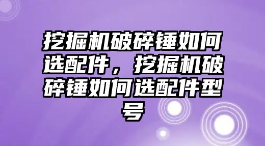 挖掘機(jī)破碎錘如何選配件，挖掘機(jī)破碎錘如何選配件型號