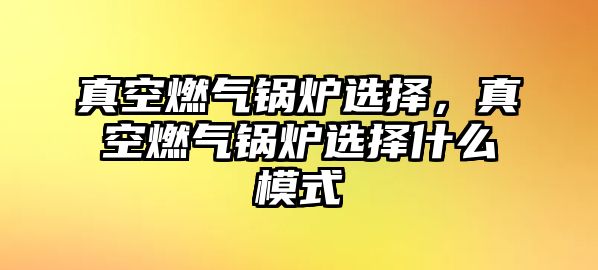 真空燃?xì)忮仩t選擇，真空燃?xì)忮仩t選擇什么模式