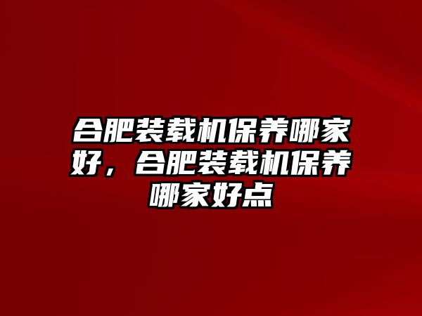 合肥裝載機(jī)保養(yǎng)哪家好，合肥裝載機(jī)保養(yǎng)哪家好點