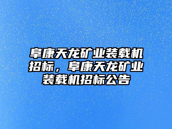 阜康天龍礦業(yè)裝載機招標，阜康天龍礦業(yè)裝載機招標公告