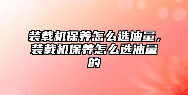 裝載機保養(yǎng)怎么選油量，裝載機保養(yǎng)怎么選油量的