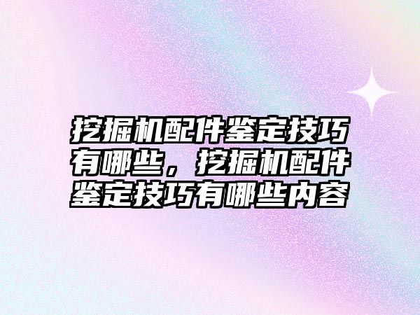 挖掘機配件鑒定技巧有哪些，挖掘機配件鑒定技巧有哪些內(nèi)容