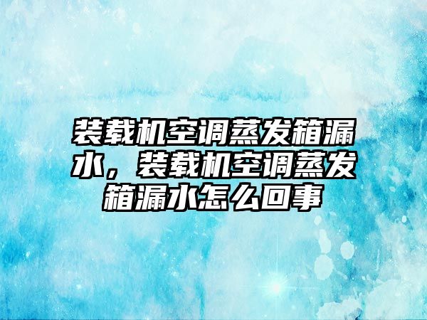 裝載機(jī)空調(diào)蒸發(fā)箱漏水，裝載機(jī)空調(diào)蒸發(fā)箱漏水怎么回事