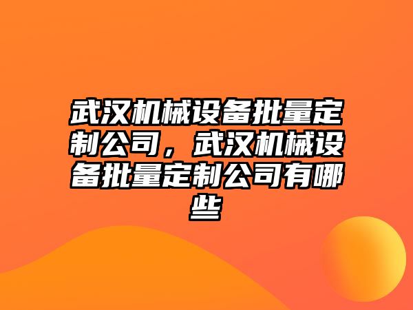 武漢機械設(shè)備批量定制公司，武漢機械設(shè)備批量定制公司有哪些