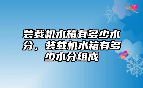 裝載機水箱有多少水分，裝載機水箱有多少水分組成