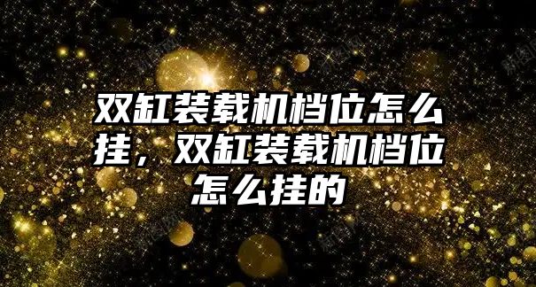 雙缸裝載機(jī)檔位怎么掛，雙缸裝載機(jī)檔位怎么掛的