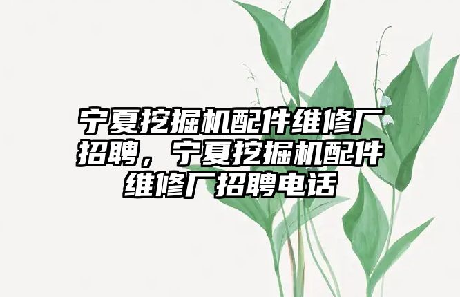 寧夏挖掘機配件維修廠招聘，寧夏挖掘機配件維修廠招聘電話