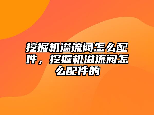 挖掘機溢流閥怎么配件，挖掘機溢流閥怎么配件的