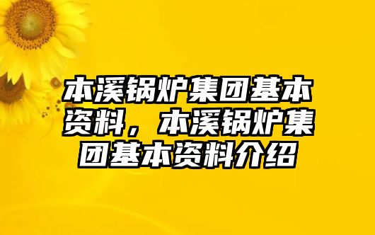 本溪鍋爐集團(tuán)基本資料，本溪鍋爐集團(tuán)基本資料介紹