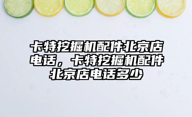 卡特挖掘機配件北京店電話，卡特挖掘機配件北京店電話多少