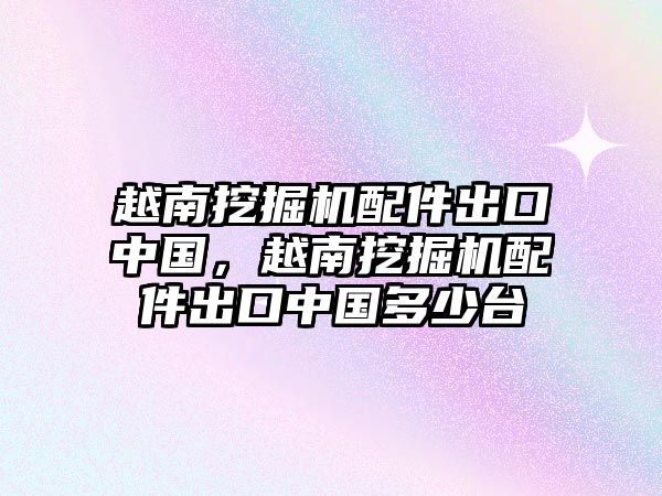 越南挖掘機(jī)配件出口中國(guó)，越南挖掘機(jī)配件出口中國(guó)多少臺(tái)