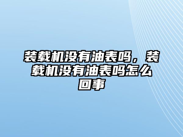 裝載機(jī)沒(méi)有油表嗎，裝載機(jī)沒(méi)有油表嗎怎么回事