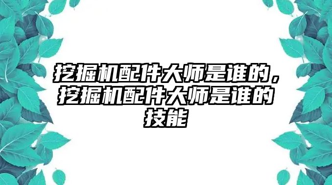 挖掘機配件大師是誰的，挖掘機配件大師是誰的技能