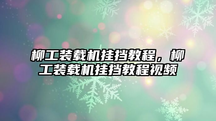 柳工裝載機掛擋教程，柳工裝載機掛擋教程視頻