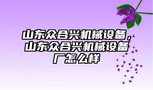 山東眾合興機(jī)械設(shè)備，山東眾合興機(jī)械設(shè)備廠怎么樣