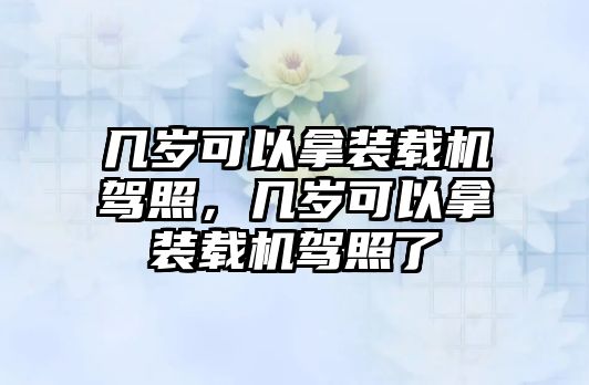 幾歲可以拿裝載機(jī)駕照，幾歲可以拿裝載機(jī)駕照了