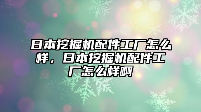 日本挖掘機配件工廠怎么樣，日本挖掘機配件工廠怎么樣啊