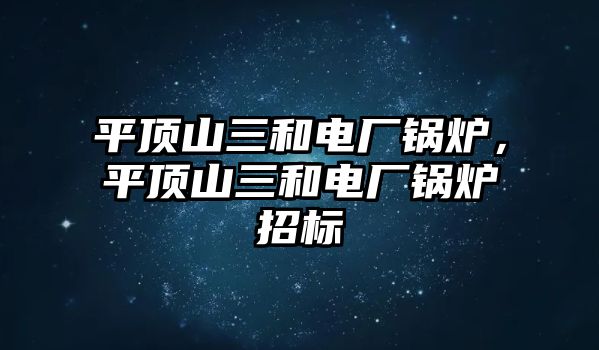 平頂山三和電廠鍋爐，平頂山三和電廠鍋爐招標(biāo)