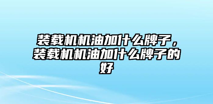 裝載機機油加什么牌子，裝載機機油加什么牌子的好