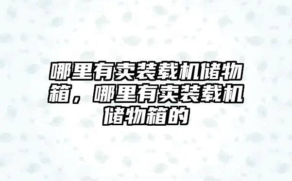 哪里有賣裝載機儲物箱，哪里有賣裝載機儲物箱的