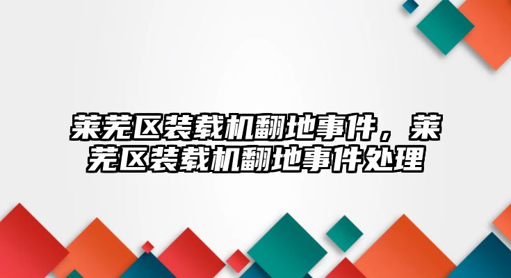 萊蕪區(qū)裝載機(jī)翻地事件，萊蕪區(qū)裝載機(jī)翻地事件處理