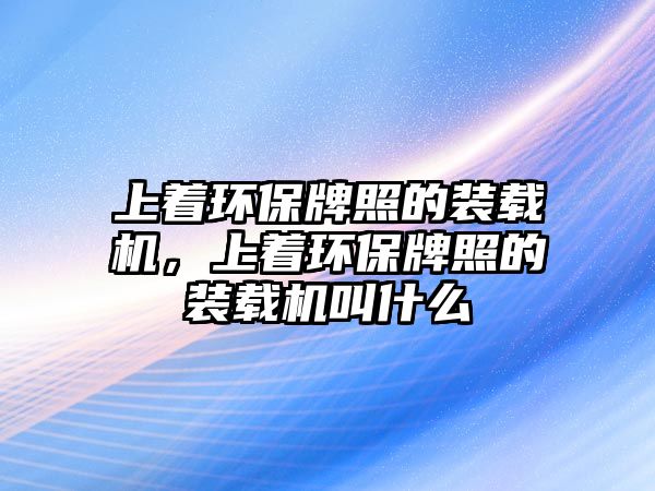 上著環(huán)保牌照的裝載機(jī)，上著環(huán)保牌照的裝載機(jī)叫什么