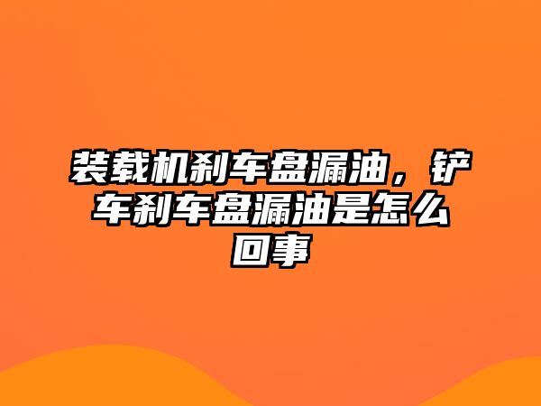 裝載機剎車盤漏油，鏟車剎車盤漏油是怎么回事