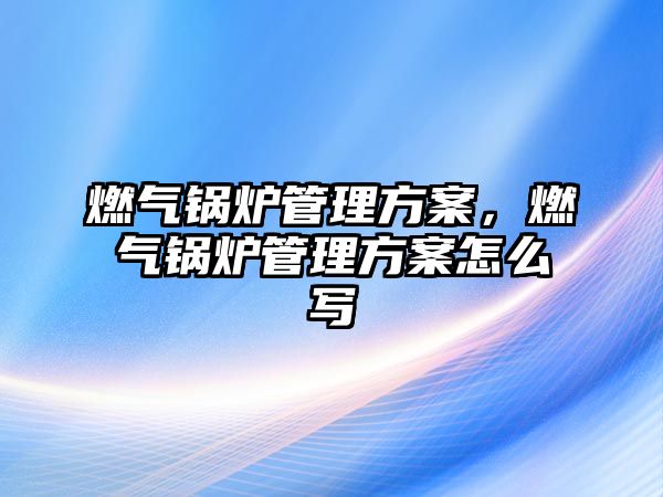 燃氣鍋爐管理方案，燃氣鍋爐管理方案怎么寫