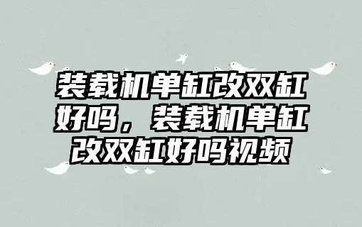 裝載機單缸改雙缸好嗎，裝載機單缸改雙缸好嗎視頻